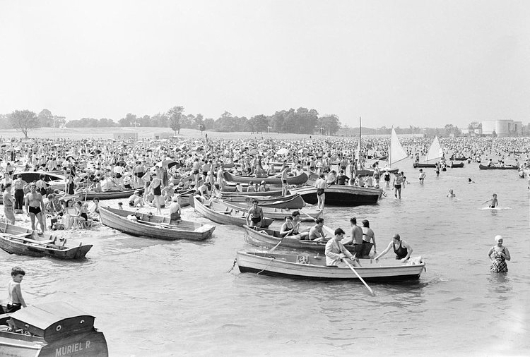 Row boats at Orchard Beach, Bronx, 1938