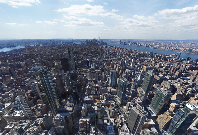 80 billion pixel photo of New York City from top of Empire State Building. (small partial screenshot of full image)