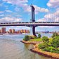 Manhattan Bridge and Pebble Beach in Brooklyn Bridge Park, New York City
