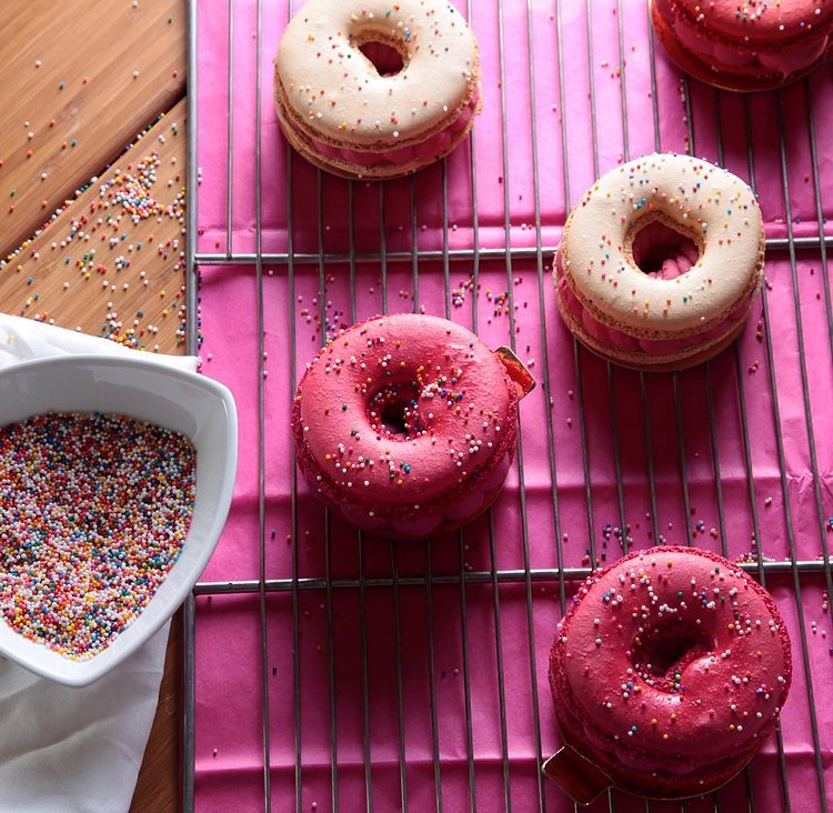 Eat more HOLE foods💕 // Strawberries & Cream #macarondonuts hit the shelves March 20th for Macaron Day!
