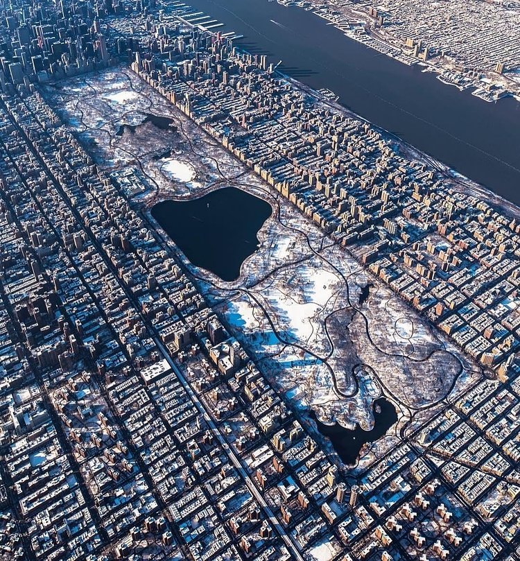 Snow-covered Central Park, New York, New York