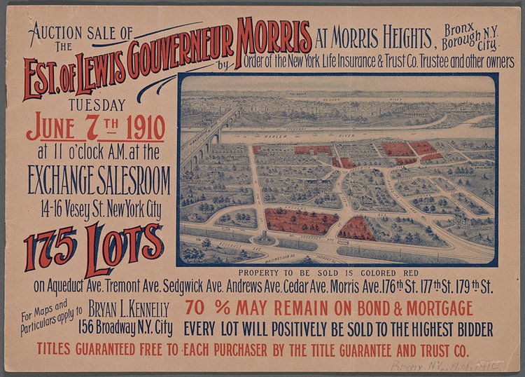 Auction Sale of the Est. of Lewis Gouverneur Morris at Morris Heights, Bronx Borough NYC... 175 Lots (1910)