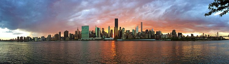 A fiery sunset today overlooking Manhattan and East River