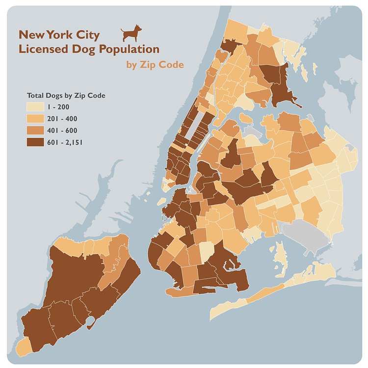 New York City Licensed Dog Population by Zip Code