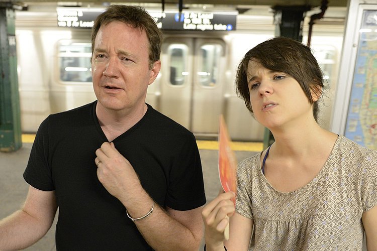 People on Hot Subway Platform Sweating and Fanning Themselves | You can use this photo for non-commercial purposes if you give credit, under this <a href="https://creativecommons.org/licenses/by-nc/3.0/us/" rel="nofollow">Creative Commons license</a>. For-profit media organizations also may use this, but as editorial content only (as illustrations for stories, for example, but not as advertising). Credit must read: Richard Yeh / WNYC

We'd love to know if you're using this photo - send us an email (jkeefe@wnyc.org)!