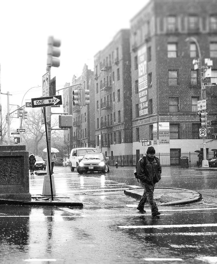Grand Concourse near Fordham the rain hits the hardest.