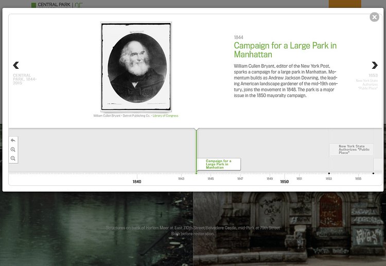 Central Park Conservancy's Interactive Timeline, 2015