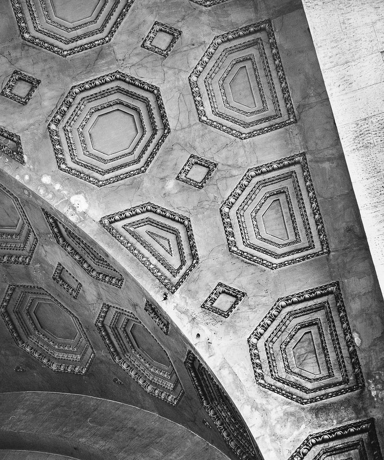 Sept. 6, 1962. The ceiling of the main waiting room, one year before the station's demolition.
