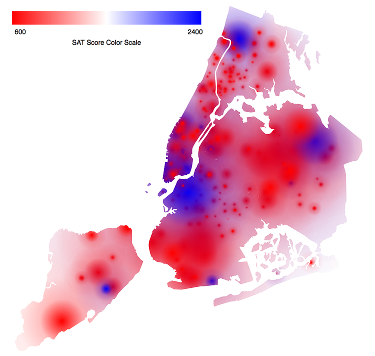Heat Map of SAT scores in NYC [OC]