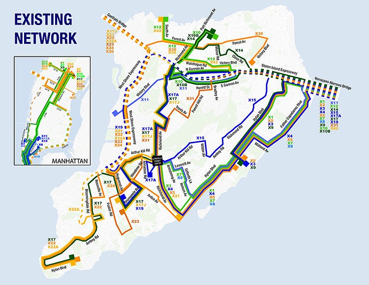 Existing Staten Island Express Bus Routes