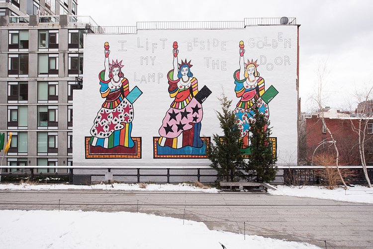 "I Lift My Lamp Beside the Golden Door",  Dorothy Iannone, The High Line, Chelsea, New York, 2018