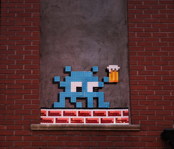 Invader. Cheers! The L.I.S.A. Project. Manhattan, NYC.