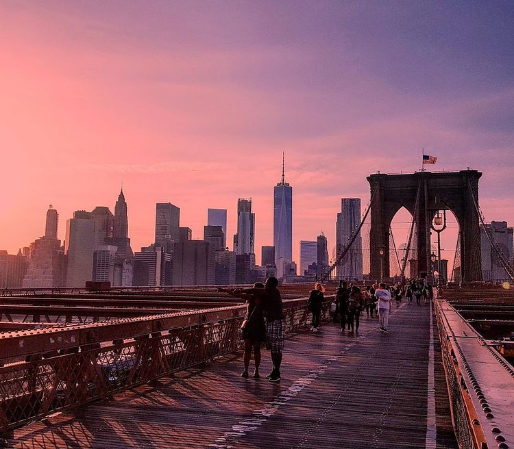 Sunset on the Brooklyn Bridge