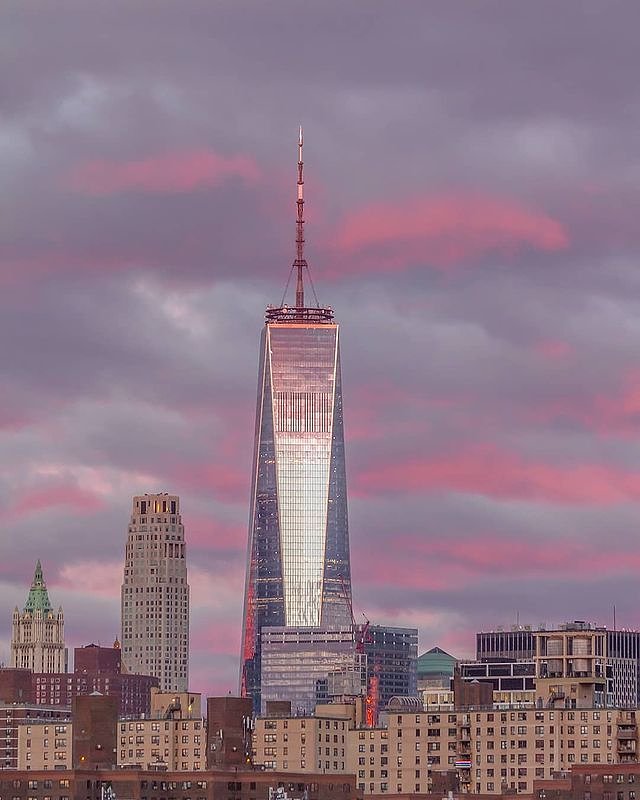 Sunrise View on One World Trade Center from Brooklyn, New York
