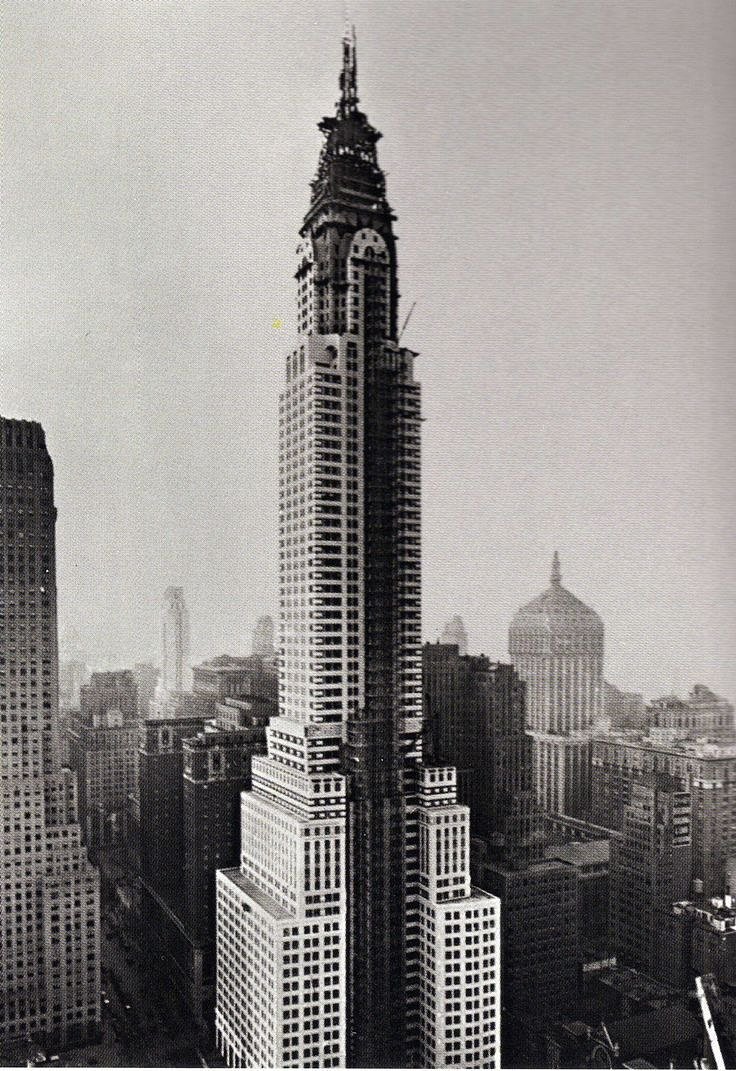 The Chrysler Building in 1929... a year before it's Art Deco cladding had been completed