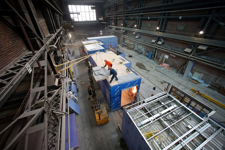 My Micro NY, a building with 55 prefabricated apartments of between 260 and 360 square feet, will open at 335 East 27th Street later this year. Units that will become part of the building are being prefabricated at the Brooklyn Navy Yard.