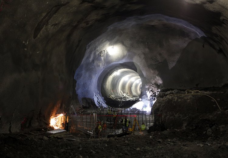 Second Ave. Subway Construction | MANHATTAN - MARCH 7, 2012:  Sparks fly, a surveying laser beams down the tunnel and welding illuminates the walls as work continues on phase one of the Second Avenue subway construction project, Wednesday, March 7, 2012 in New York. (Photo by Jason DeCrow)   amny