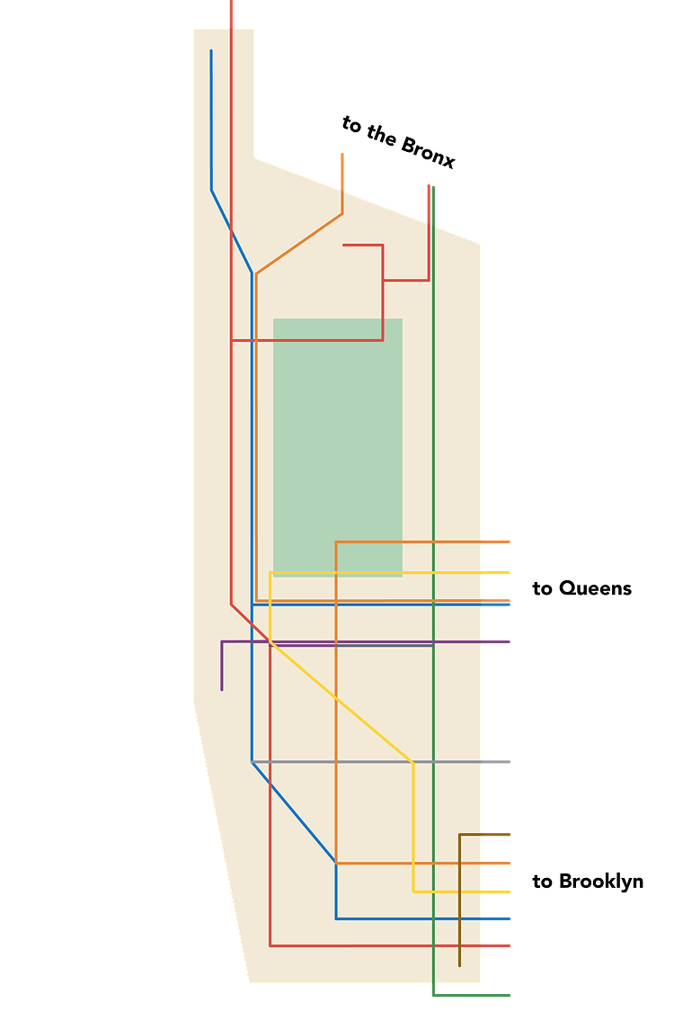 Beyond that, it’s just a couple minor changes to get to a pretty good approximation of the Manhattan subway network.