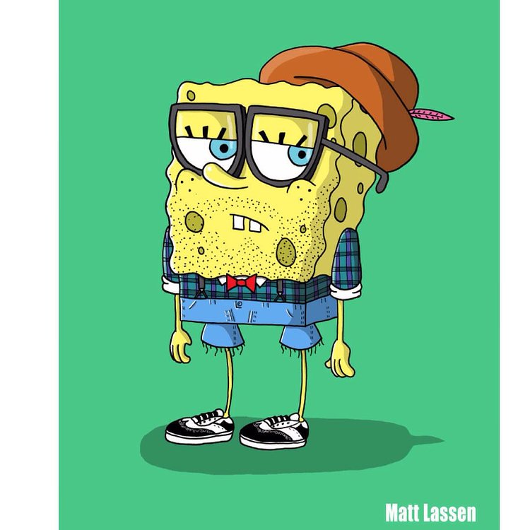 Hipster Spongebob #comics #cartoon #illustration #sketch #sketchbook #digitalart #art #spongebob #spongebobsquarepants #nicktoons #nickelodeon #hipster #hipsters #hipstercartoon #hipsterfashion #plaid #hipsterglasses #vans #cutoffs #fedora #suspenders #bowtie