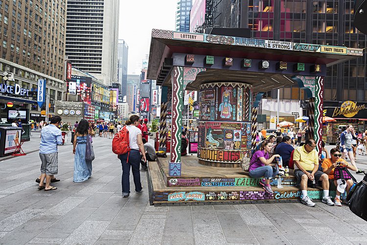 FAILE: Wishing on You | FAILE: Wishing on You
August 17, 2015 - September 1, 2015

Brooklyn-based artist collaboration FAILE bring FAILE: Wishing on You, an installation reimagining Asian prayer wheels in the context of Times Square’s kaleidoscopic history, to the Broadway plaza between 42nd and 43rd Streets.  Artists Patrick McNeil and Patrick Miller are using this piece, their largest to date, to re-imagine Times Square - a sacred American landscape known both for bright lights and the gathering of many communities.  In collaboration with Brooklyn Museum.  

Photo courtesy of Ka-Man Tse for @TSqArts.
