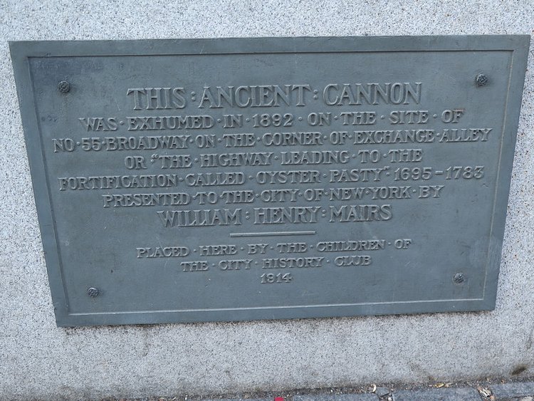 Battery Park Cannon Plaque