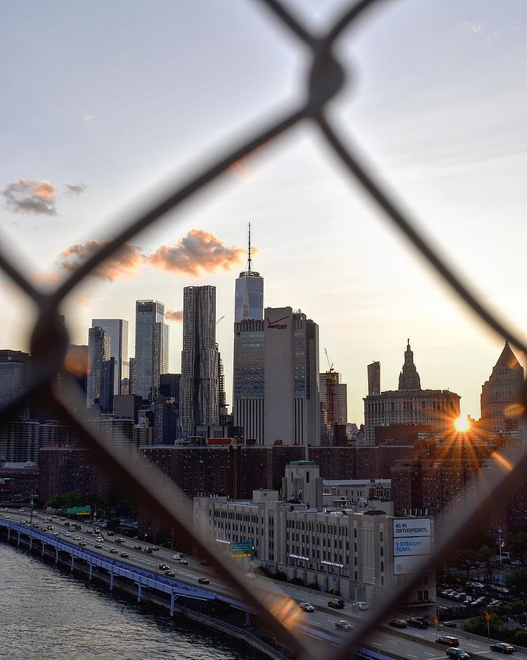 Sunset over Lower Manhattan from Manhattan Bridge