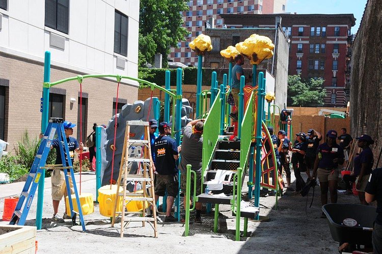 Delta Air Lines volunteers helped build a playground for Bronx kids in Morrisania