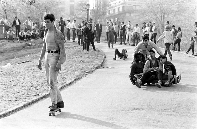 Spectators gawk at the highest pants in history.