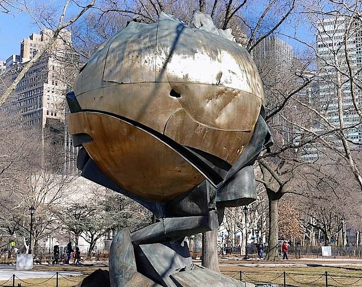 German sculptor Fritz Koenig, the Sphere, the sole surviving artwork from the grounds of the original World Trade Center