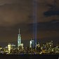 Sunset Time-lapse of the Tribute Lights and World Trade Center Memorial Lights and the Statue of Liberty