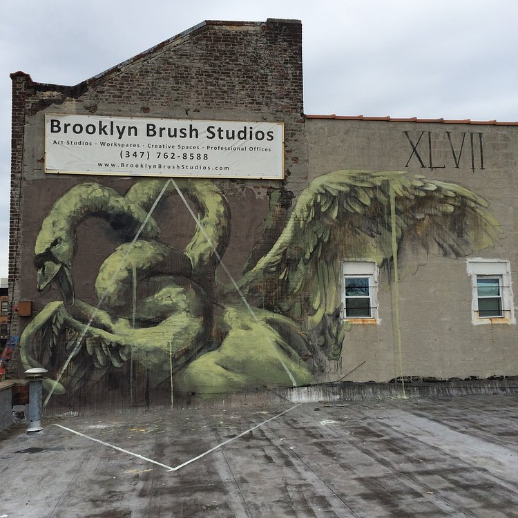 Faith47 creates a new mural in Brooklyn, New York City