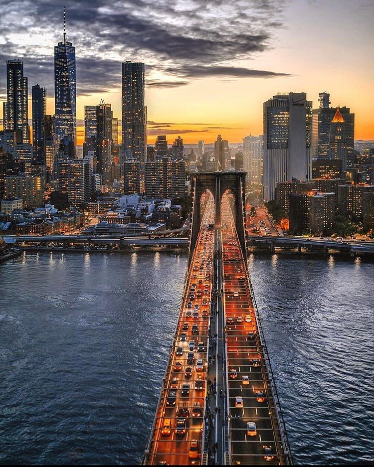 Brooklyn Bridge at Sundown, New York, New York