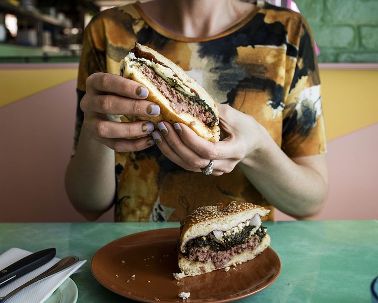The Green Chile Cheeseburger at Mission Cantina