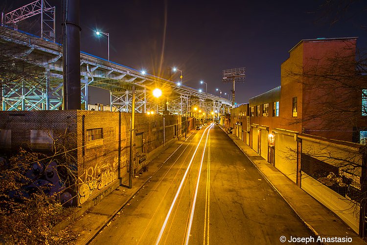 51nd avenue overpass – complete with disgusting light pollution from Fresh Direct’s obnoxious billboard