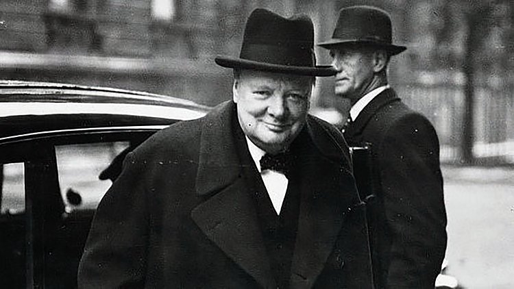 Winston Churchill on his way to the House of Commons, February 1943