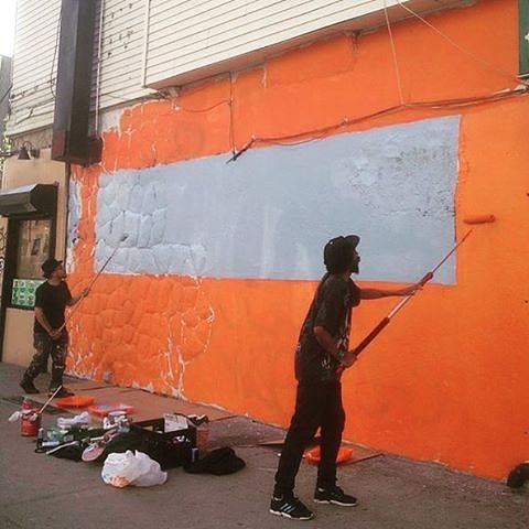 Me and the homie @benrobey doing some prep work for this commish in Bushwick