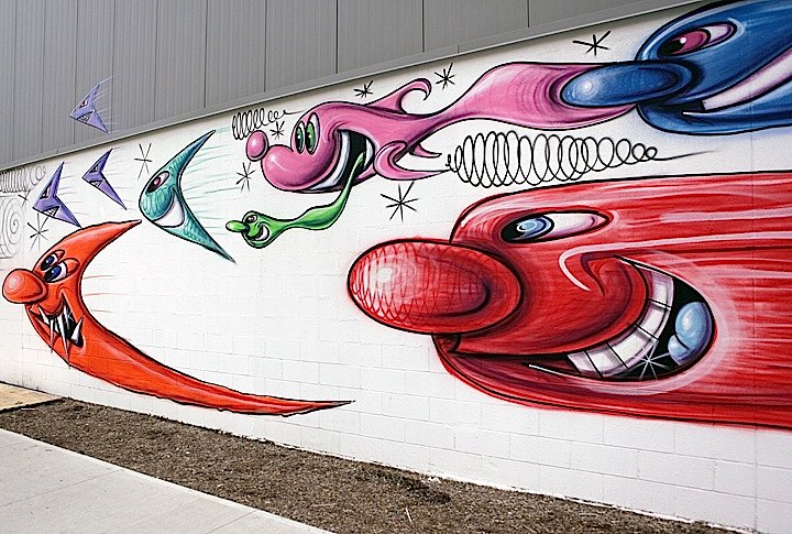 A small segment of huge, block-long mural