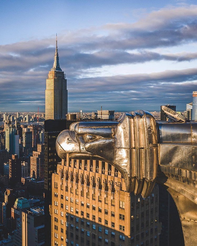 Chrysler Building Gargoyle, Manhattan. 📸 @nyc.lens #viewingnyc #newyork #nyc #newyorkcity #chryslerbuilding #empirestatebuilding