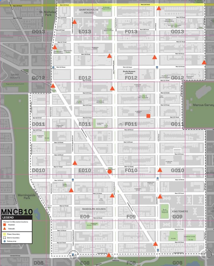 Planned Morningside Citi Bike Docking Station Locations