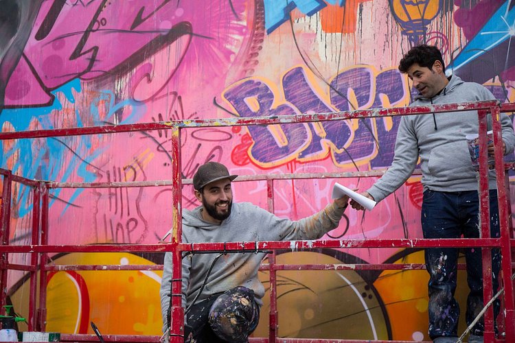 Bowery Wall’s newest mural by PichiAvo mixes colors and classicism