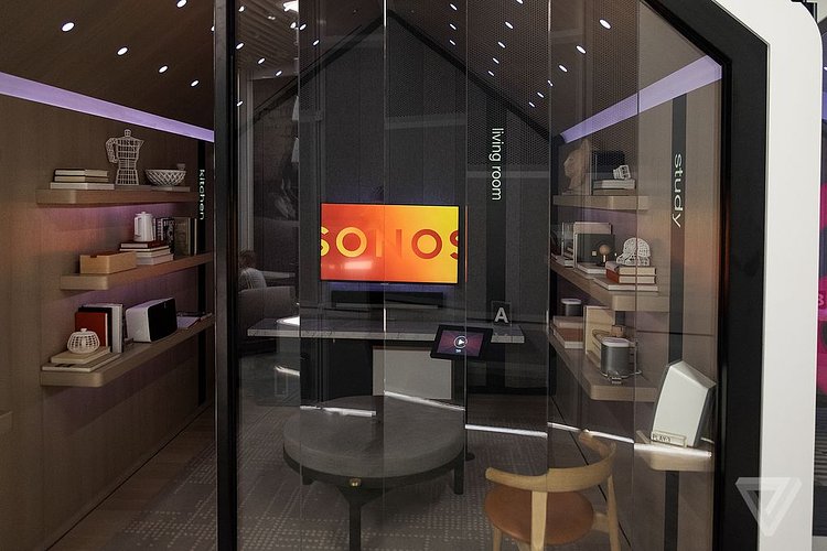 One of the sleek rooms designed to mimic various rooms where you would place your SONOS speakers.