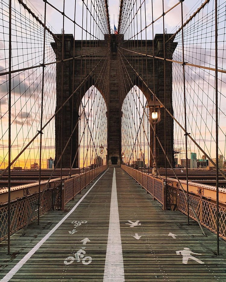 Sunrise Over Brooklyn Bridge, New York, New York