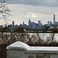 Manhattans cloudy skyline, viewed from The Bronx