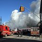 Firefighters continued pouring water on the remains of a 7-alarm fire in a warehouse on the Williamsburg waterfront