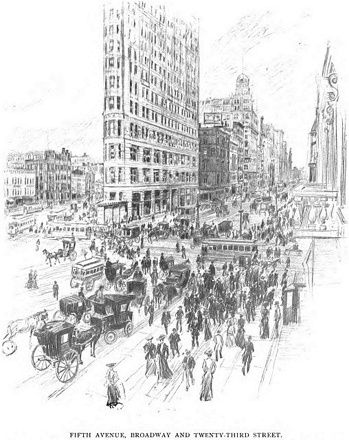 “American Cities in Pencil, III, New York: Fifth Avenue, Broadway and Twenty-third Street,” Everybody’s Magazine, May, 1904