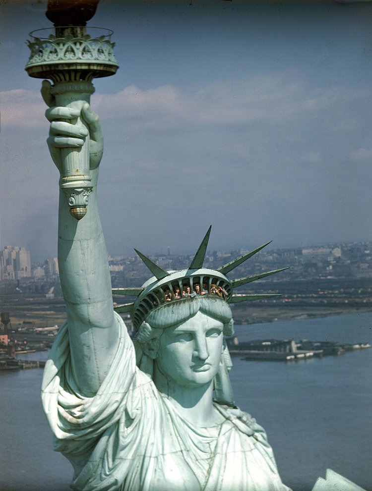Tourists in the Statue of Liberty’s Crown, New York City, 1947