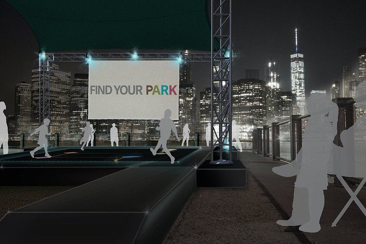 A rendering of the digital circuit board to be installed at Brooklyn Bridge Park.