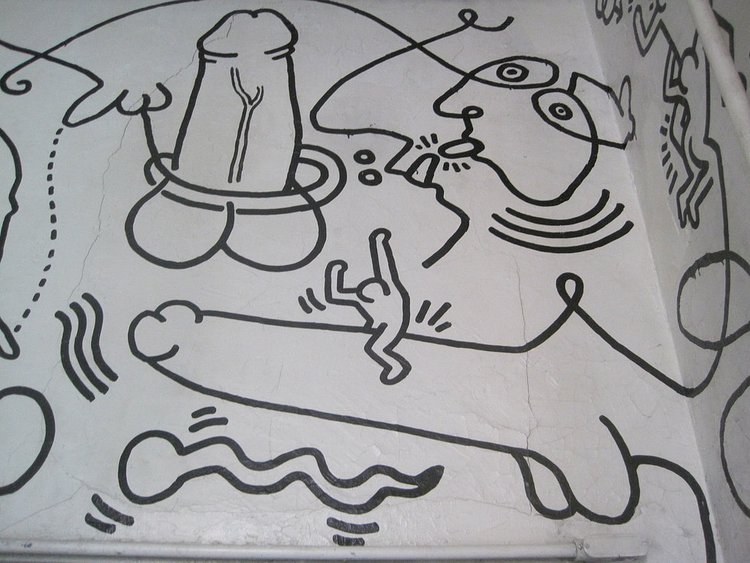 Keith Haring's "Once Upon a Time" Bathroom Mural in The Center