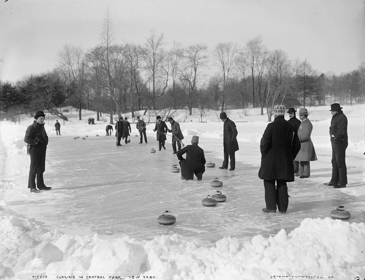 Circa 1905 Curling in Central Park photo Detroit Publishing