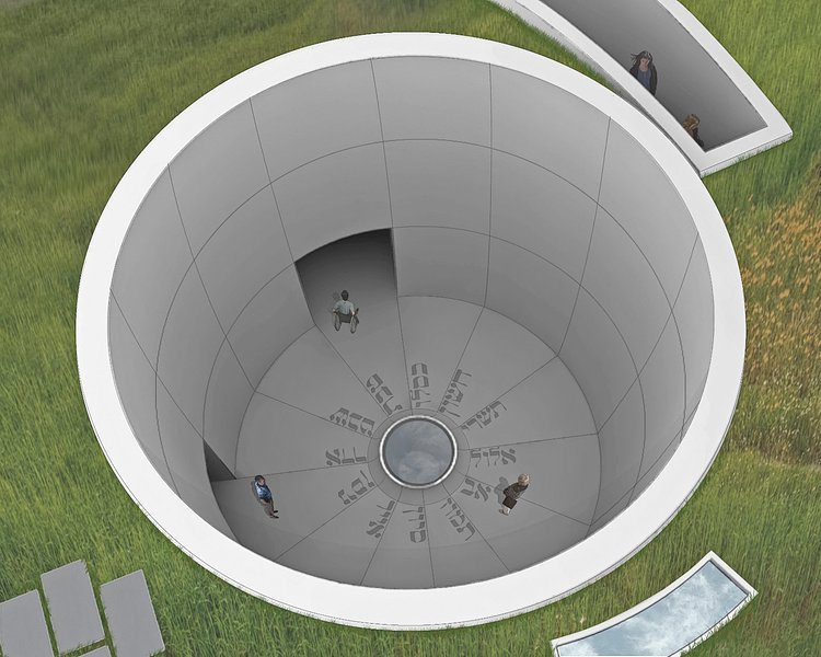 The design proposal reflects the nearby mikveh, seeking to elevate its spiritual importance through visibility.